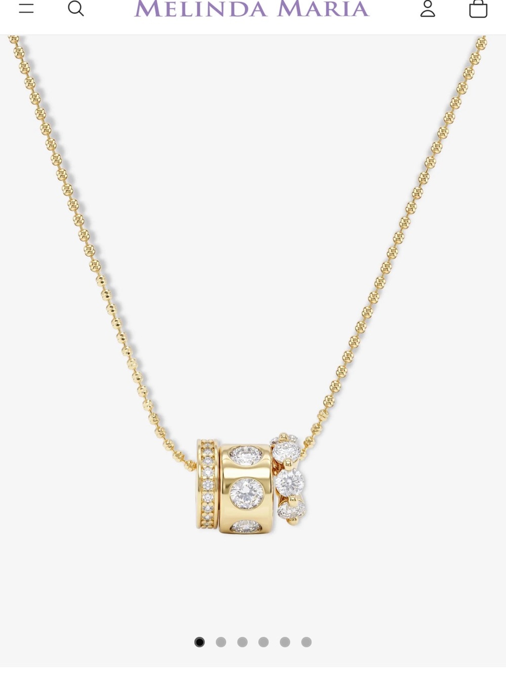 Melinda Maria Gold Crystal Ashley topenga Barrel Pendant Necklace - Gold